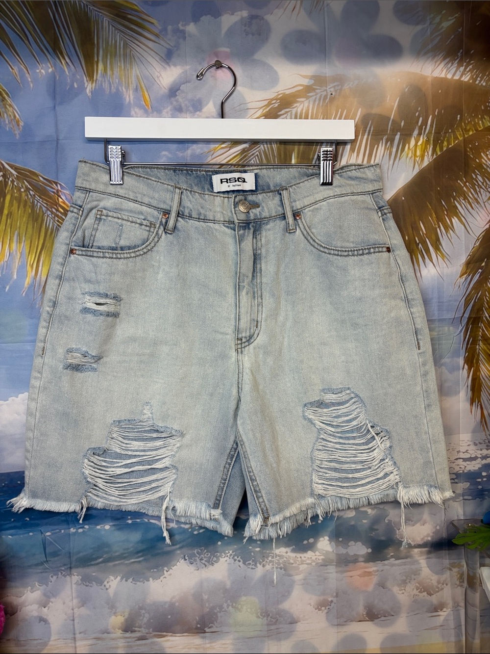 RSQ Light Blue Distressed Denim Shorts